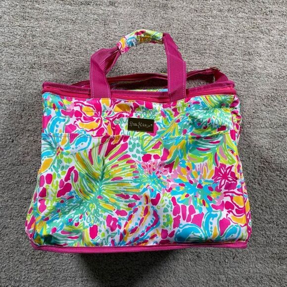 Lilly Pulitzer Insulated Cooler Pool Party Picnic Pack Colorful Coral Soft Sided - Picture 1 of 7